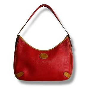 Dooney & Bourke Red Pebble Leather Hobo Bag All Weather Leather